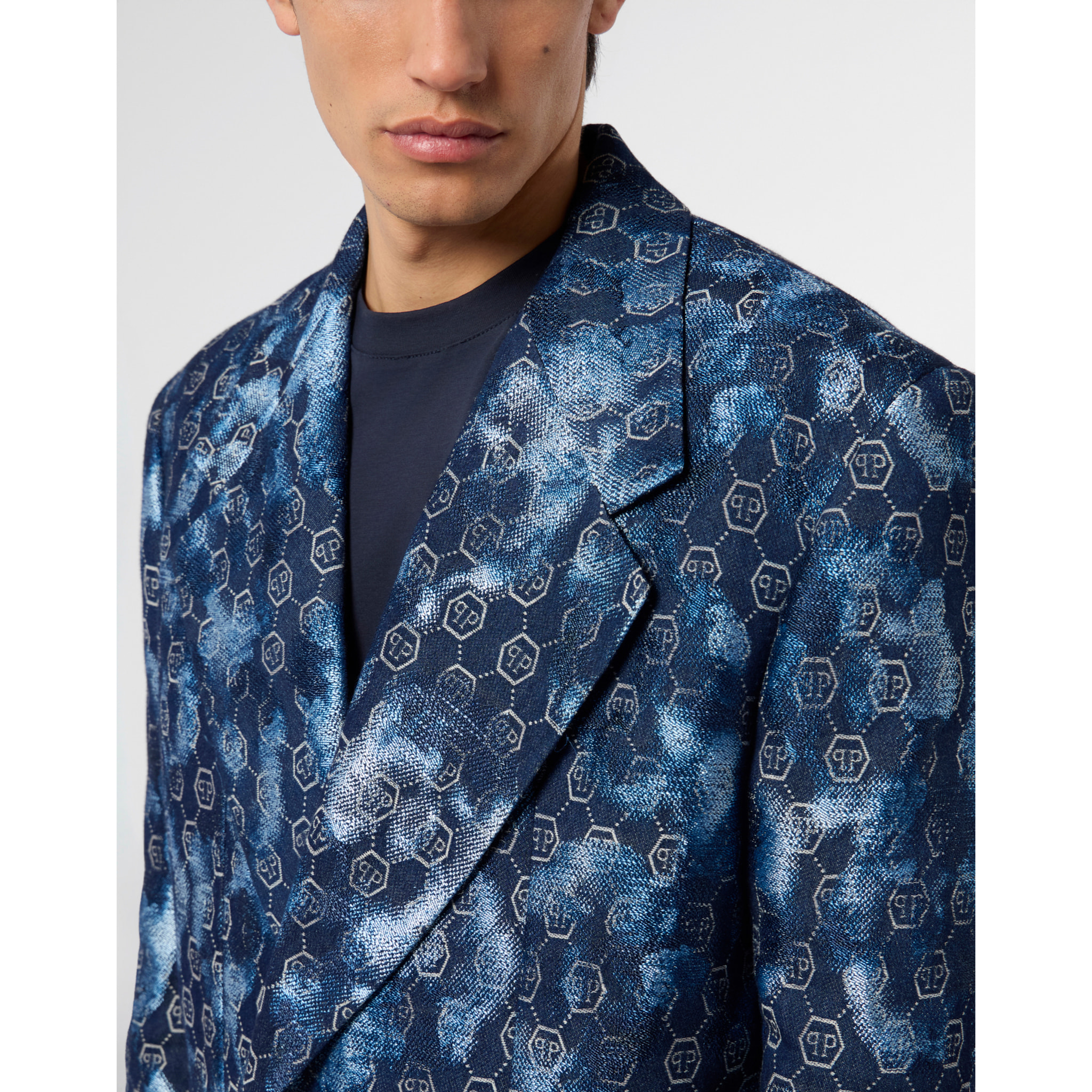 PHILIPP PLEIN Jacquard Denim Coat Monogram