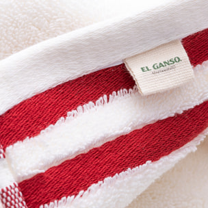 Set de 2 alfombras de baño 50x80cm 100% algodón 800gsm rizo teñido color crudo+azul marino el ganso