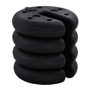 Lot de 4 poids de lestage rond pour tonnelle barnum tente dim. Ø 25 x 6H cm HDPE noir