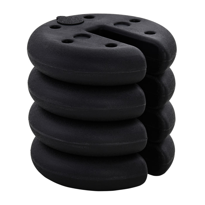 Lot de 4 poids de lestage rond pour tonnelle barnum tente dim. Ø 25 x 6H cm HDPE noir