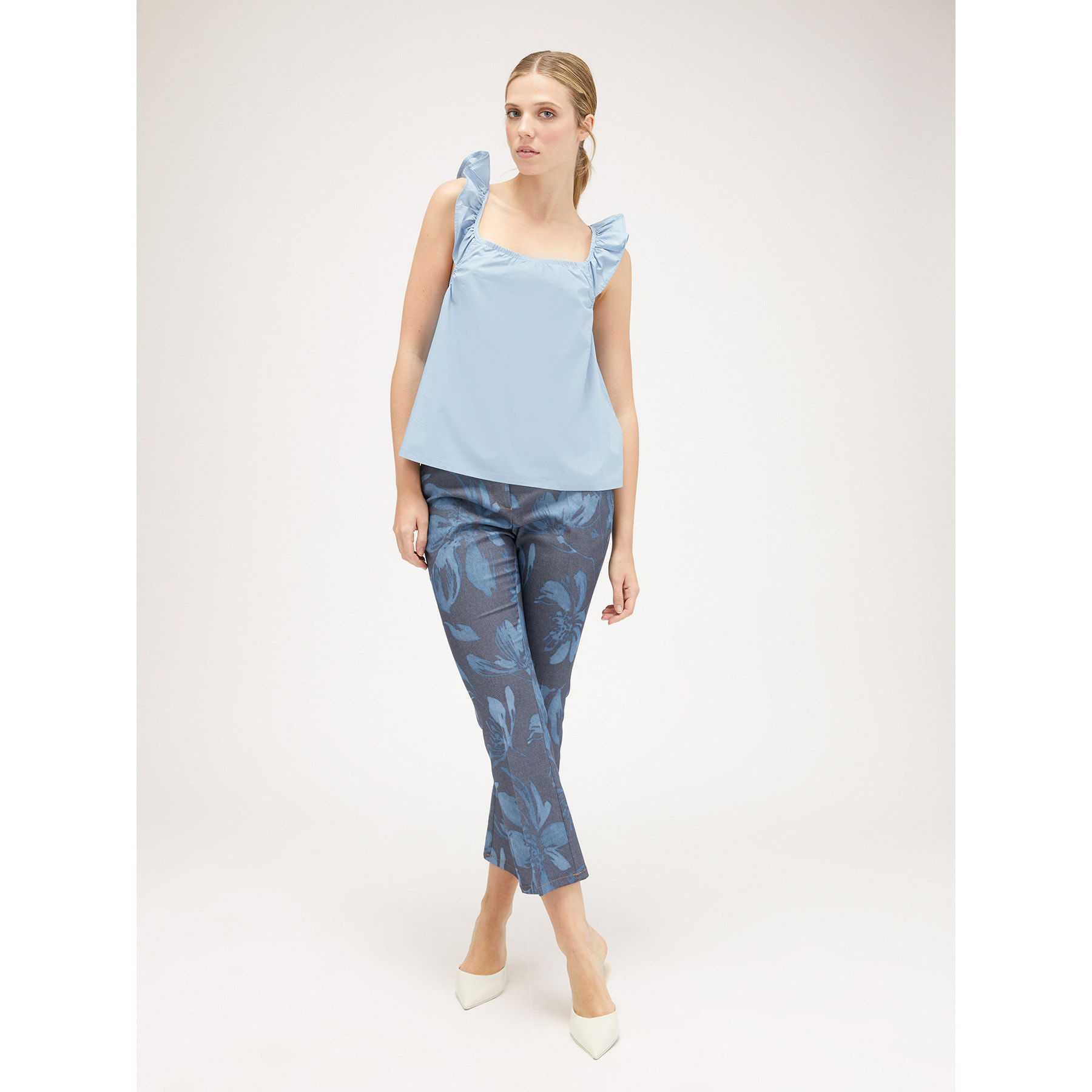 Motivi - Top con volantes - Light - blue