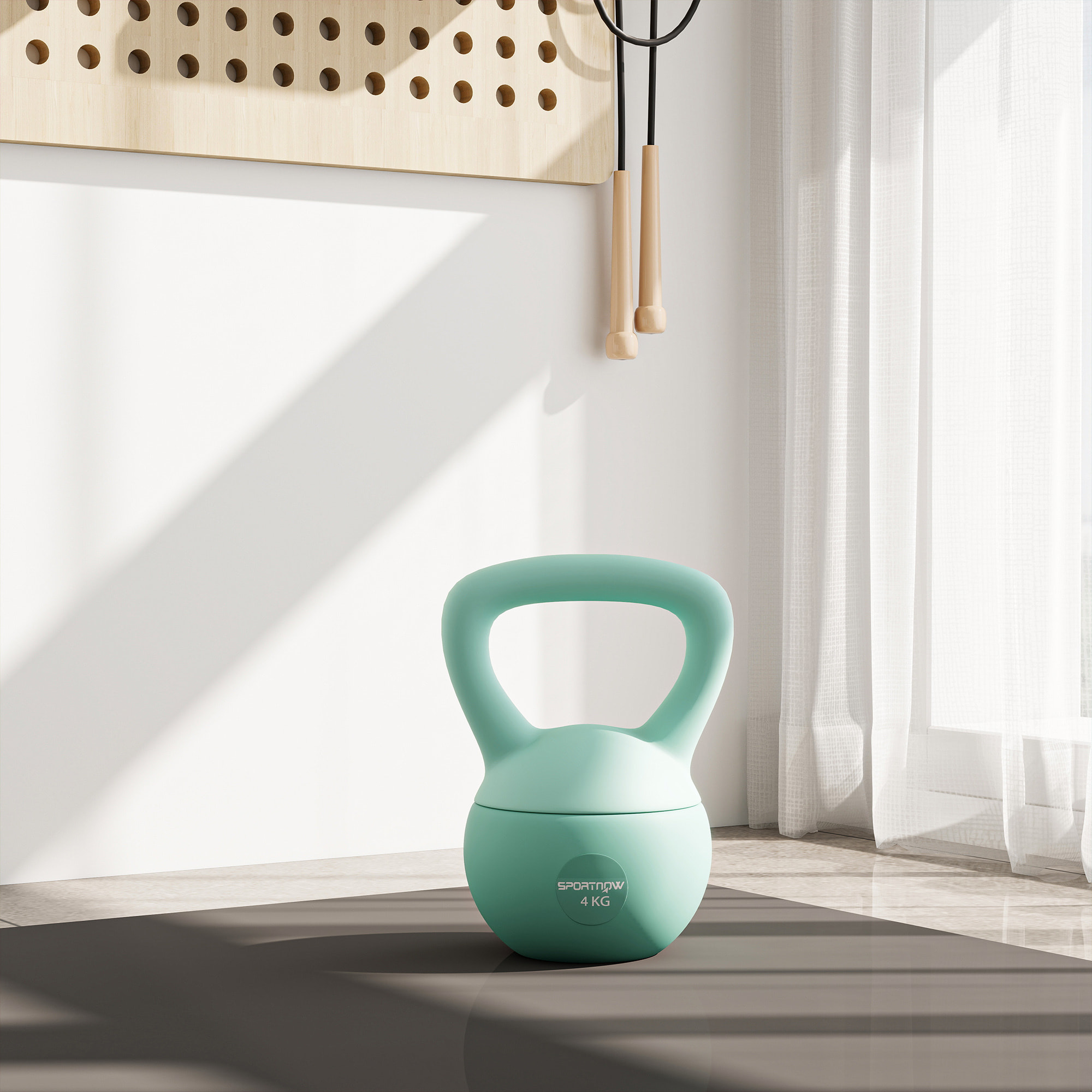 Pesa Rusa 4 kg, Soft Kettlebell Relleno de Arena Metálica y Mango Antideslizante, para Entrenamiento Culturismo en Casa, Gimnasio, Verde