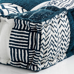 TOMASUCCI Pouf quadrato YARA WHITE/BLUE Multicolore