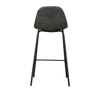 Chaise pour îlot central 65 cm en cuir synthétique gris/noir - Henrik