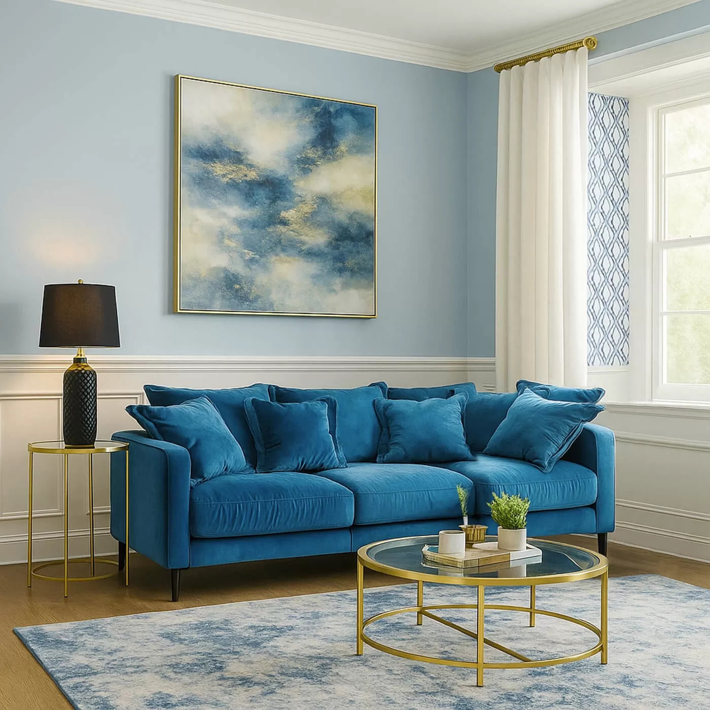 Canapé Lullaby XL velours bleu pétrole Kare Design