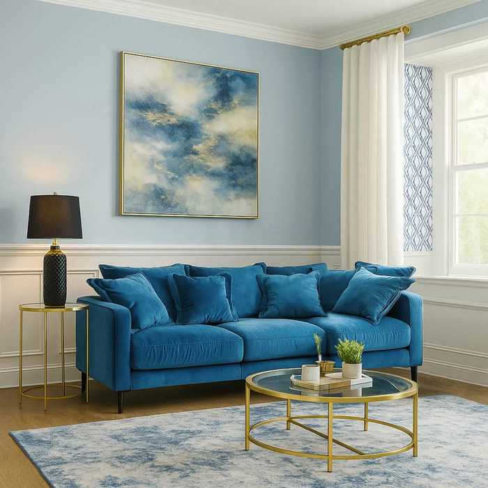 Canapé Lullaby XL velours bleu pétrole Kare Design
