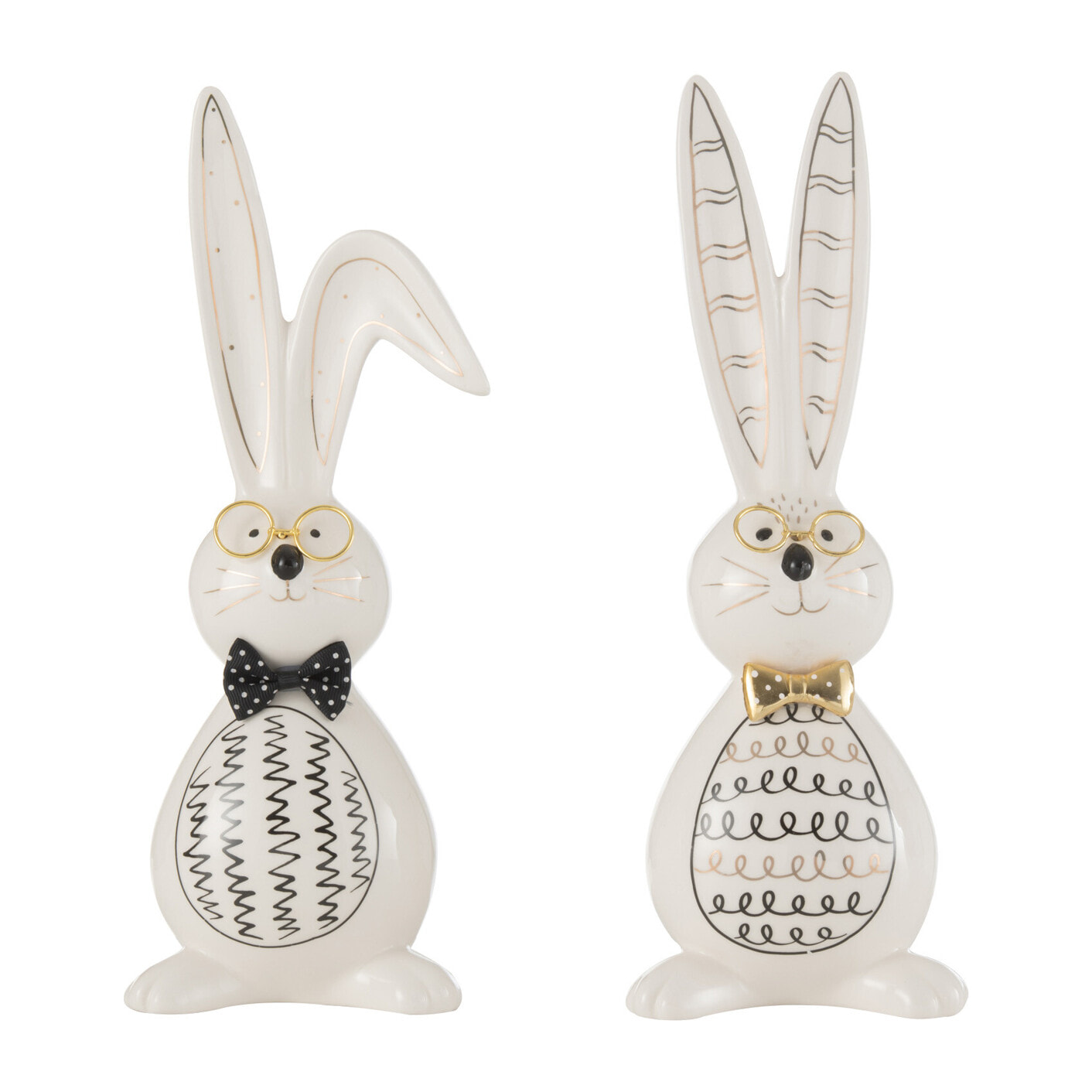 J-Line figurine Lapin Robert - céramique - mix - medium - 2 pièces