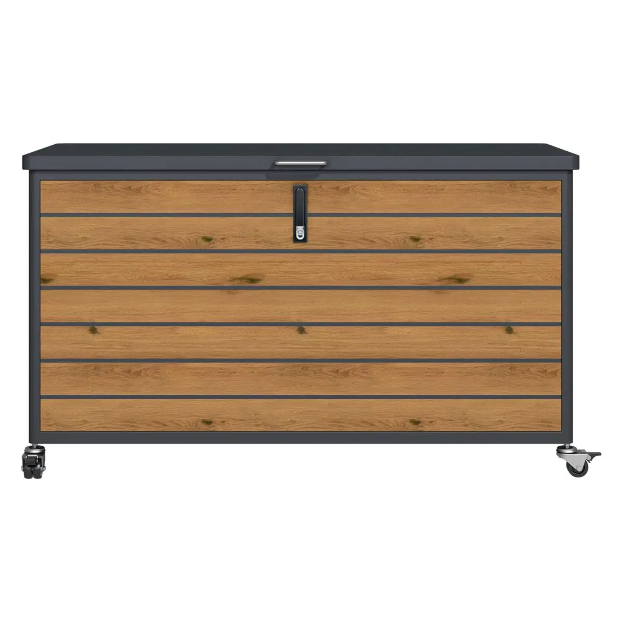 Coffre à roulette PREMIUM métal 650L anthracite imitation bois