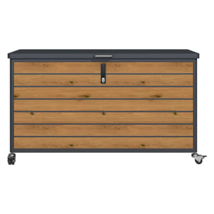 Coffre à roulette PREMIUM métal 650L anthracite imitation bois