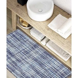 Tappeto bagno CRAZY AZZURRO in microfibra misto cotone, morbido antiscivolo lavabile in lavatrice, tappetino lavabo sanitari bagno