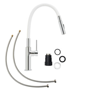 Mélangeur évier SAT avec bras en silicone blanc/chrome SATBSD290B2F