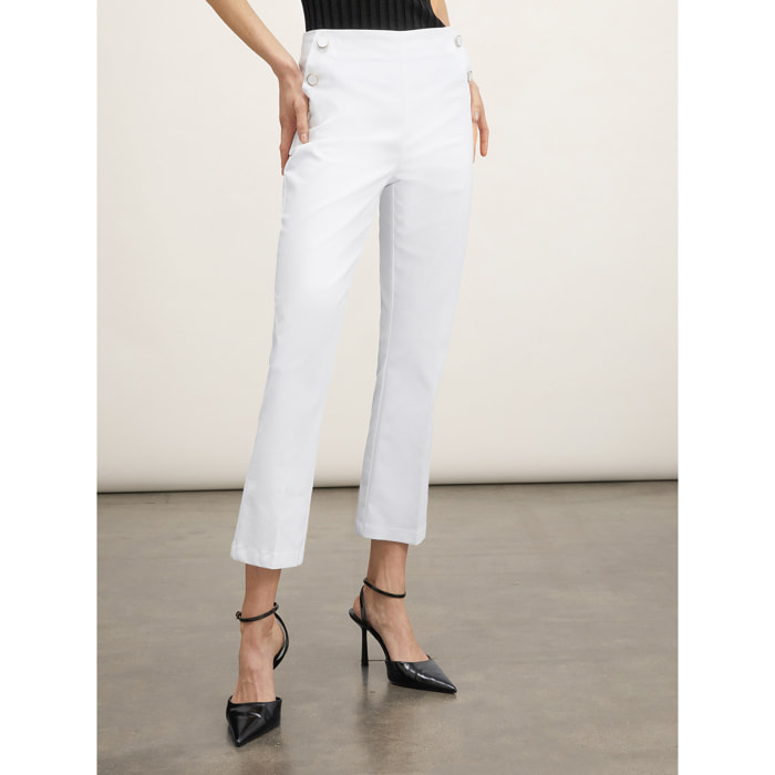 Motivi - Pantalones kick flare detalle de botones - Blanco