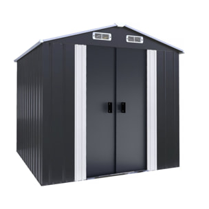 Abri de jardin métal avec portes coulissantes "Boston" - 4.12 m² - Gris