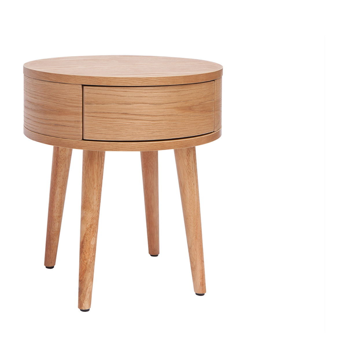 Table de chevet ronde en bois clair avec tiroir JUDITH