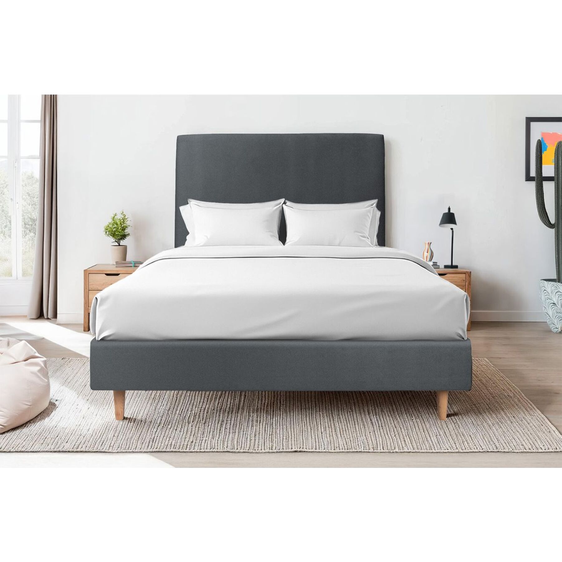 Sommier Tapissier Velours Ep20 - pieds bois