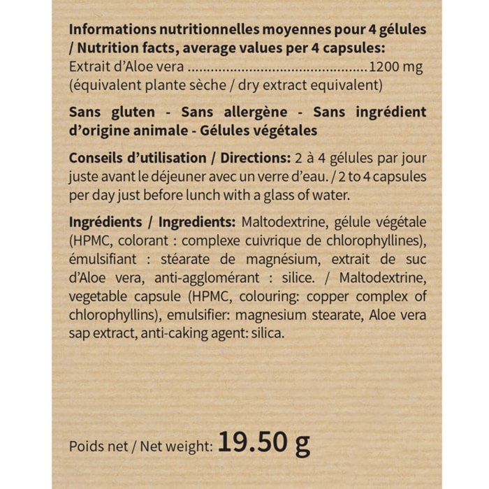 NUTRI EXPERT - Aloe Vera - Favorise le Confort Digestif 100% Extrait de Suc d'Aloe Vera - Soutient la Santé Gastro-intestinale - Sans Gluten ni Allergène - Vegan - Actif breveté - Lot de 2 produits