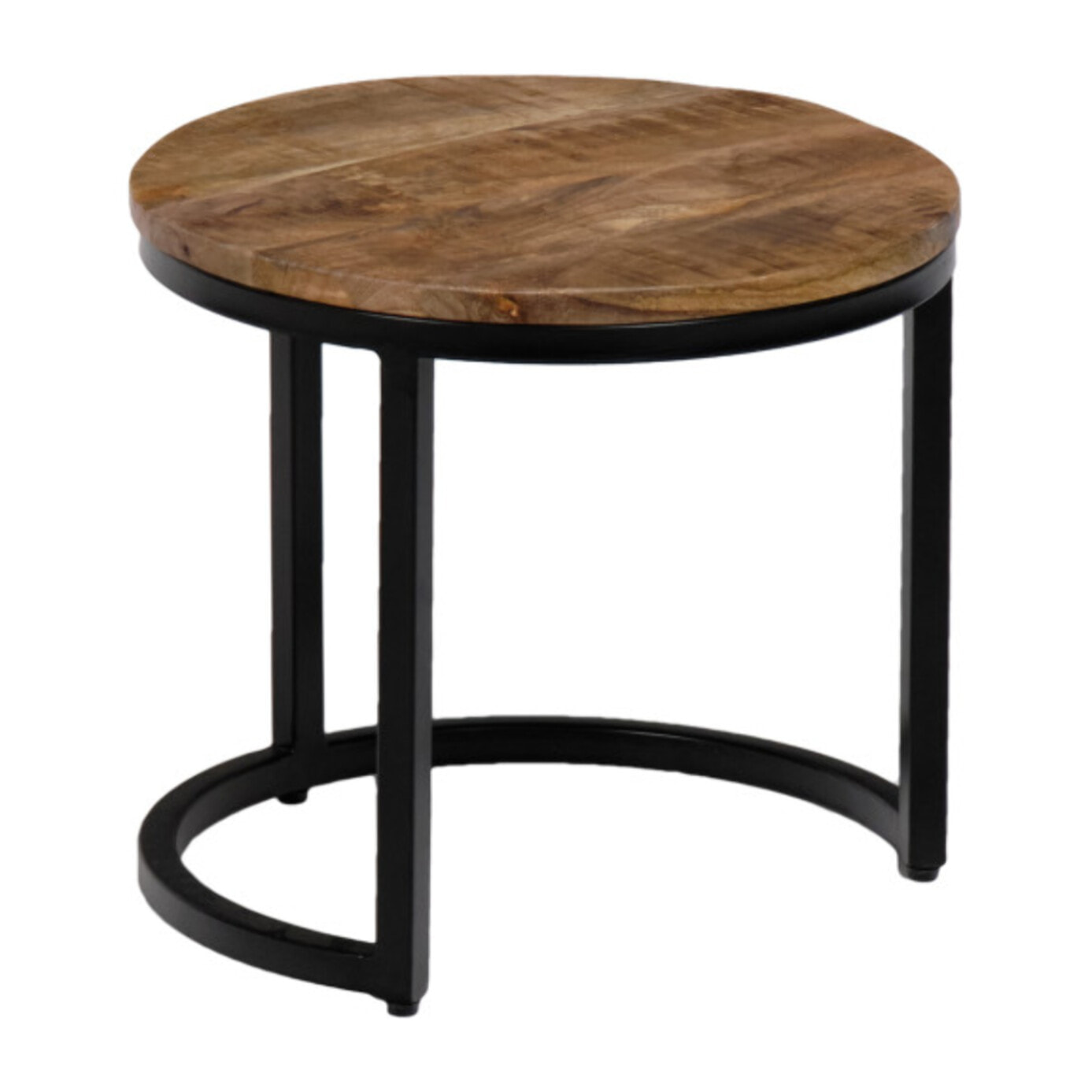 Tables basses rondes gigognes en bois de manguier et pieds métal - FUR