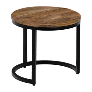 Tables basses rondes gigognes en bois de manguier et pieds métal - FUR