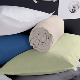 Drap-housse uni en satin de coton - Vert tilleul