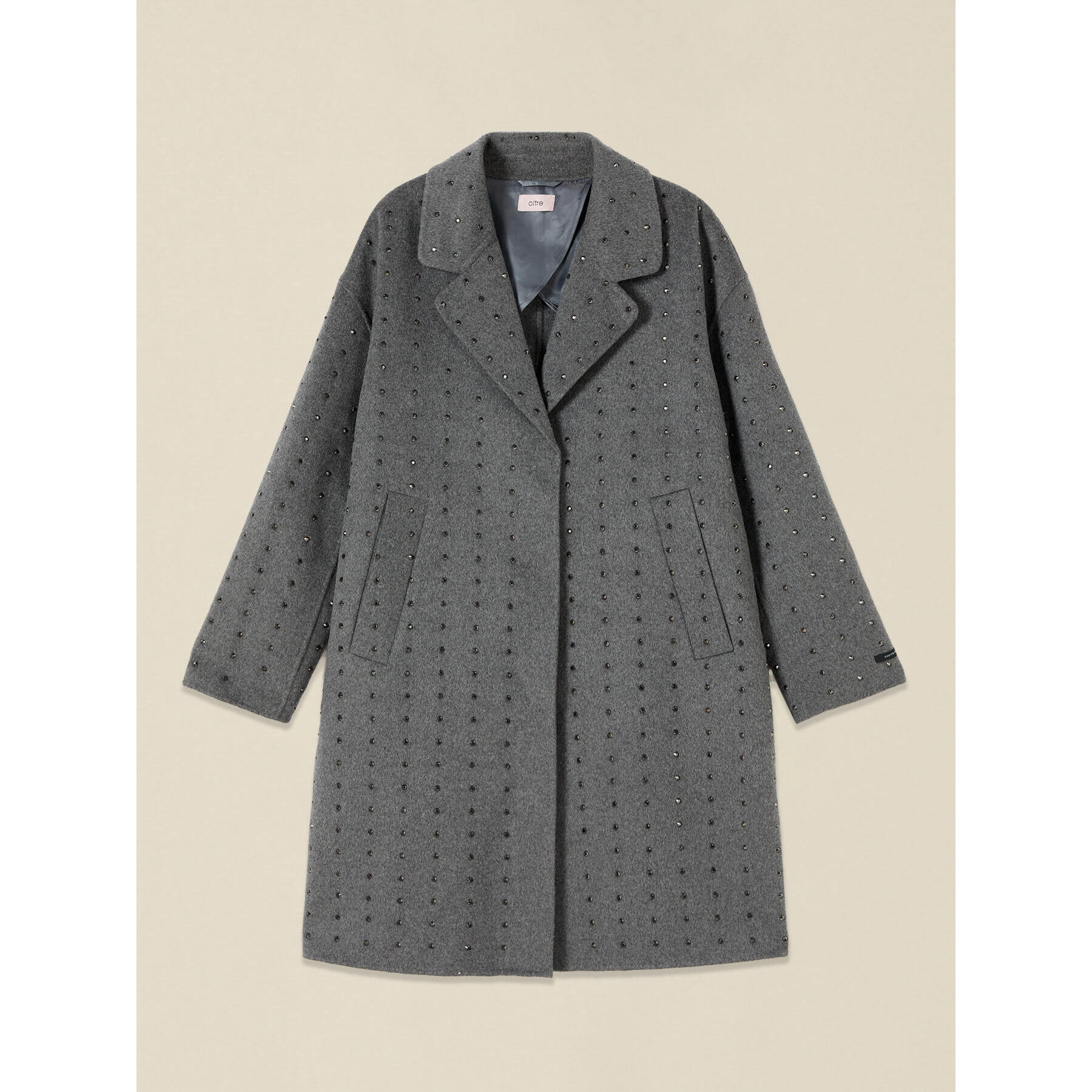 Oltre - Cappotto misto lana con cristalli - Grigio