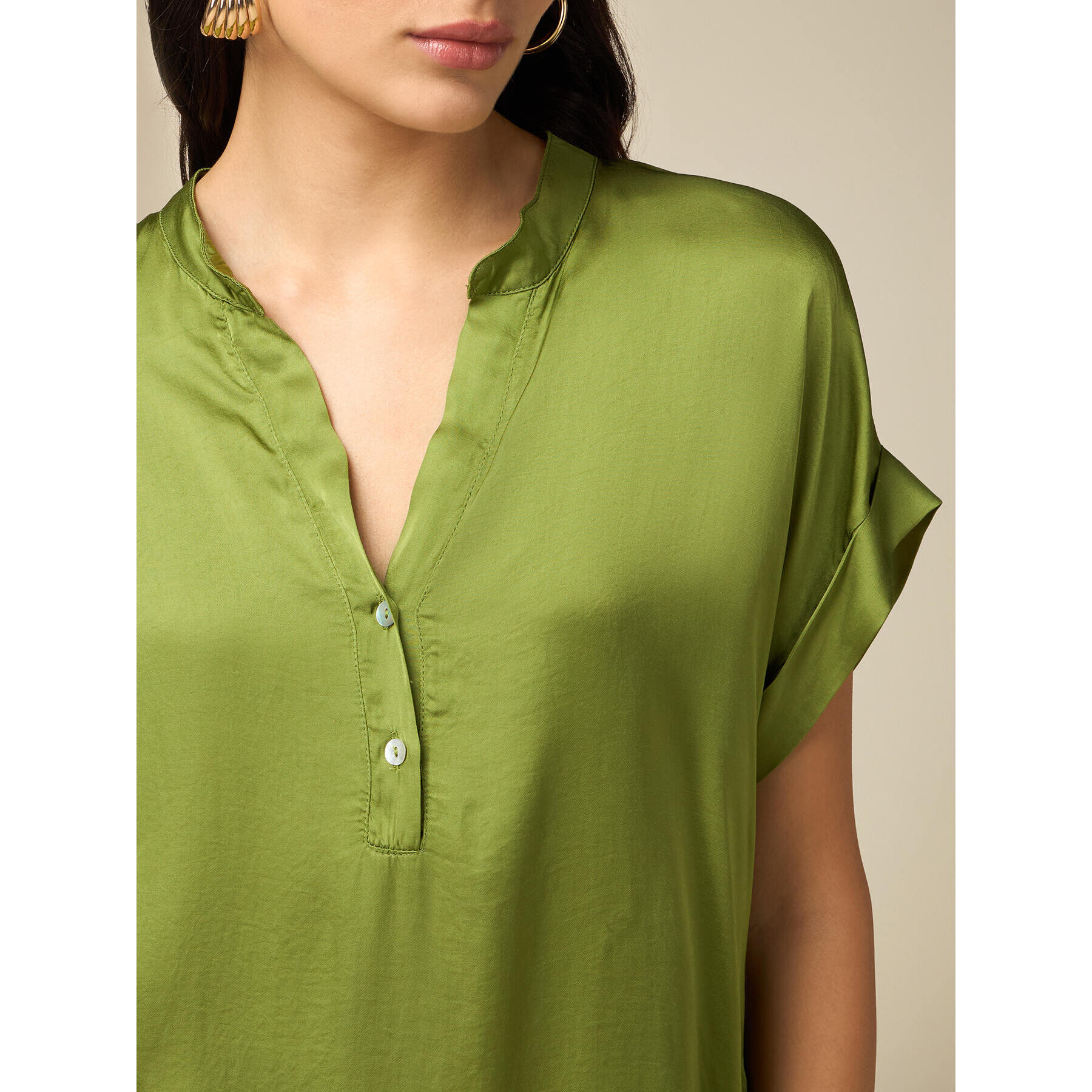 Oltre - Blusa in raso di viscosa - Verde