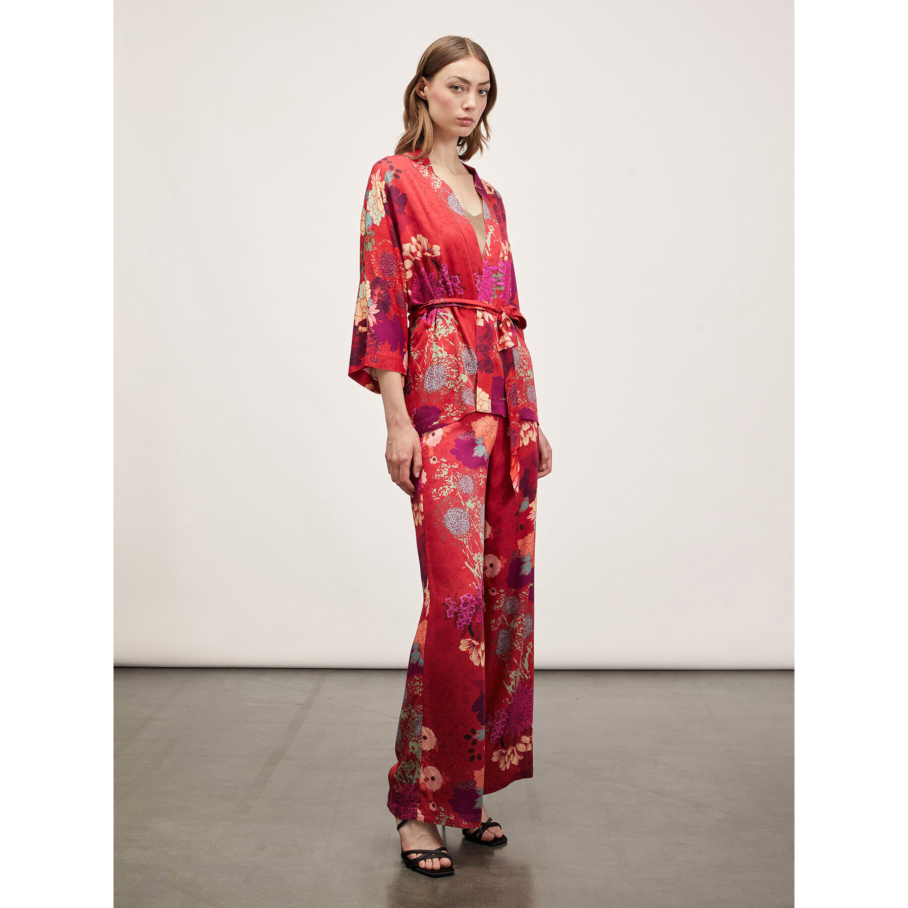 Motivi - Kimono con estampado de flores - Rojo