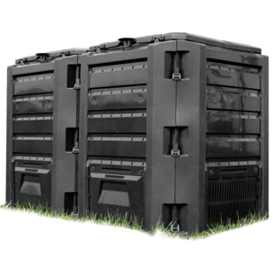 Compostador 800 L Prosperplast Compogreen Module de plástico en color Negro, 82,6 (alto) x 135 (ancho) x 71,9 (profundo) cms
