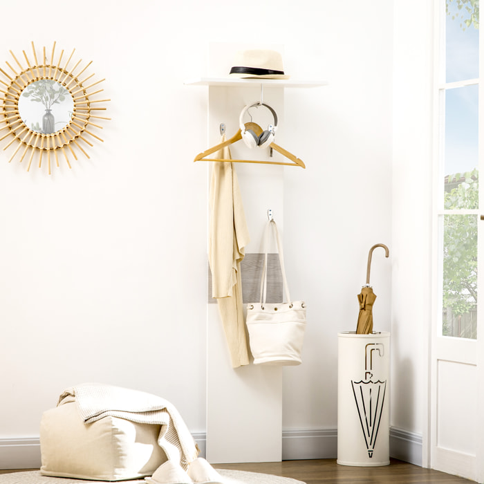 Perchero de Pared con 4 Ganchos Estante de Pared de Almacenamiento con Barra Colgante de Aluminio para Entrada Dormitorio Pasillo 50x23,5x160 cm Blanco