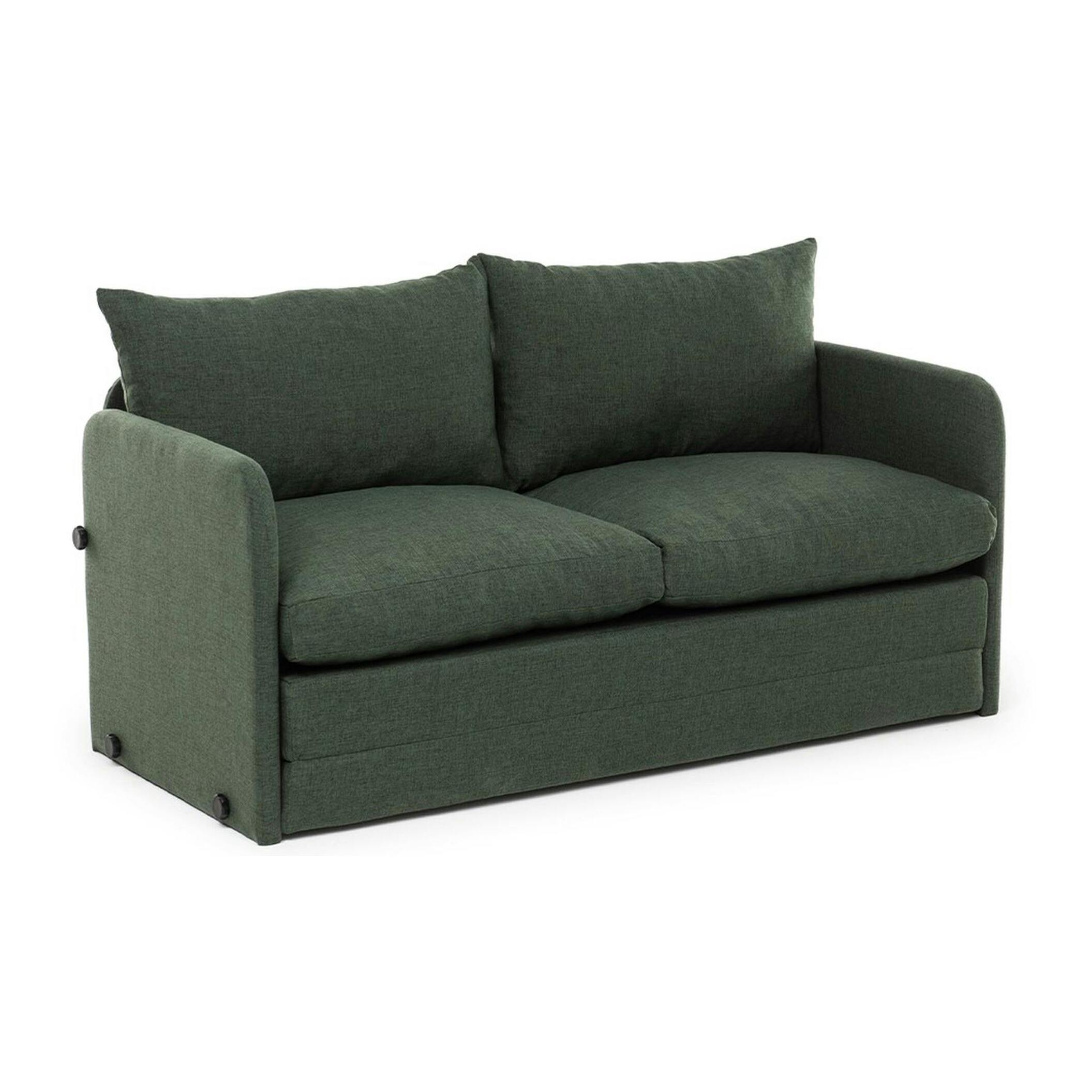 Canapé-lit en lin vert foncé, 2 personnes 140 cm ORURO