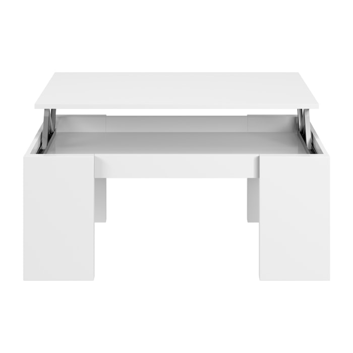 Mesa Centro Elevable 43x100x50 Cm Blanco Brillo