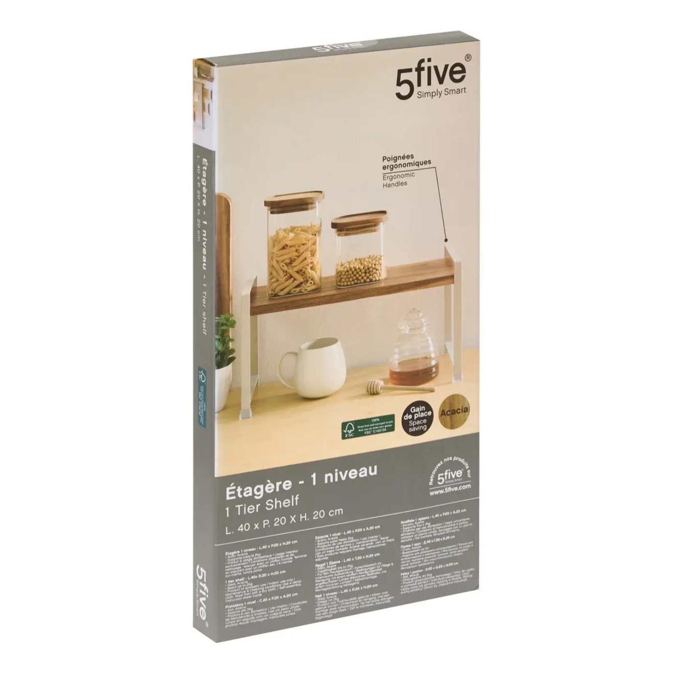 Etagère 1 niveau Acacia beige et bois