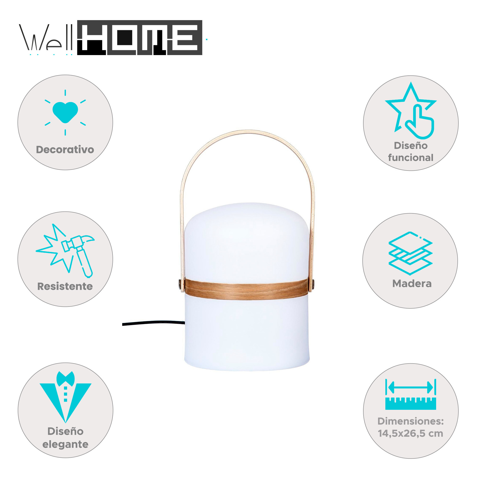 WELL HOME - Lámpara de exterior mango efecto madera