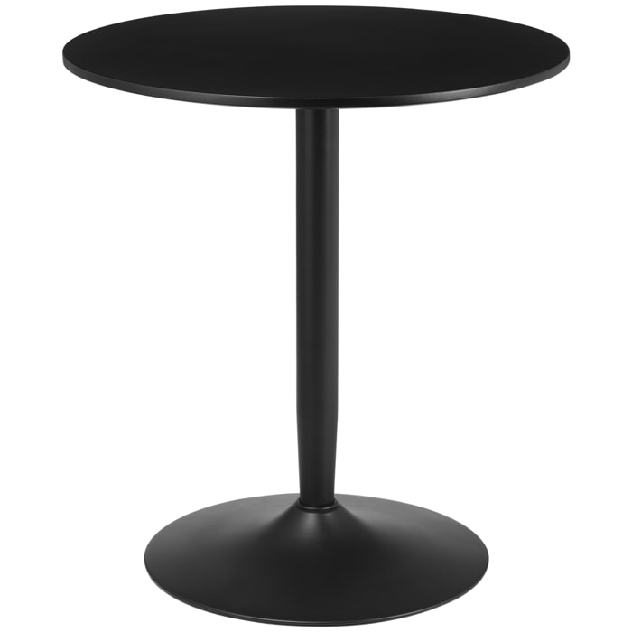 Mesa de Comedor Mesa Redonda Mesa de Cocina Moderna para 2 Personas con Base de Acero y Almohadillas Antideslizantes para Salón Ø70x75 cm Negro