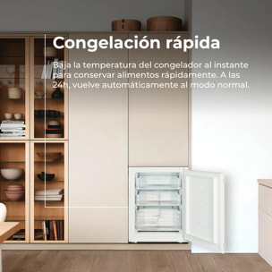 EVVO Frigorífico combi integrable Fi65, 180L+64L, No Frost, Chiller Zone, ECO, Vacaciones, congelación rápida, silencioso.