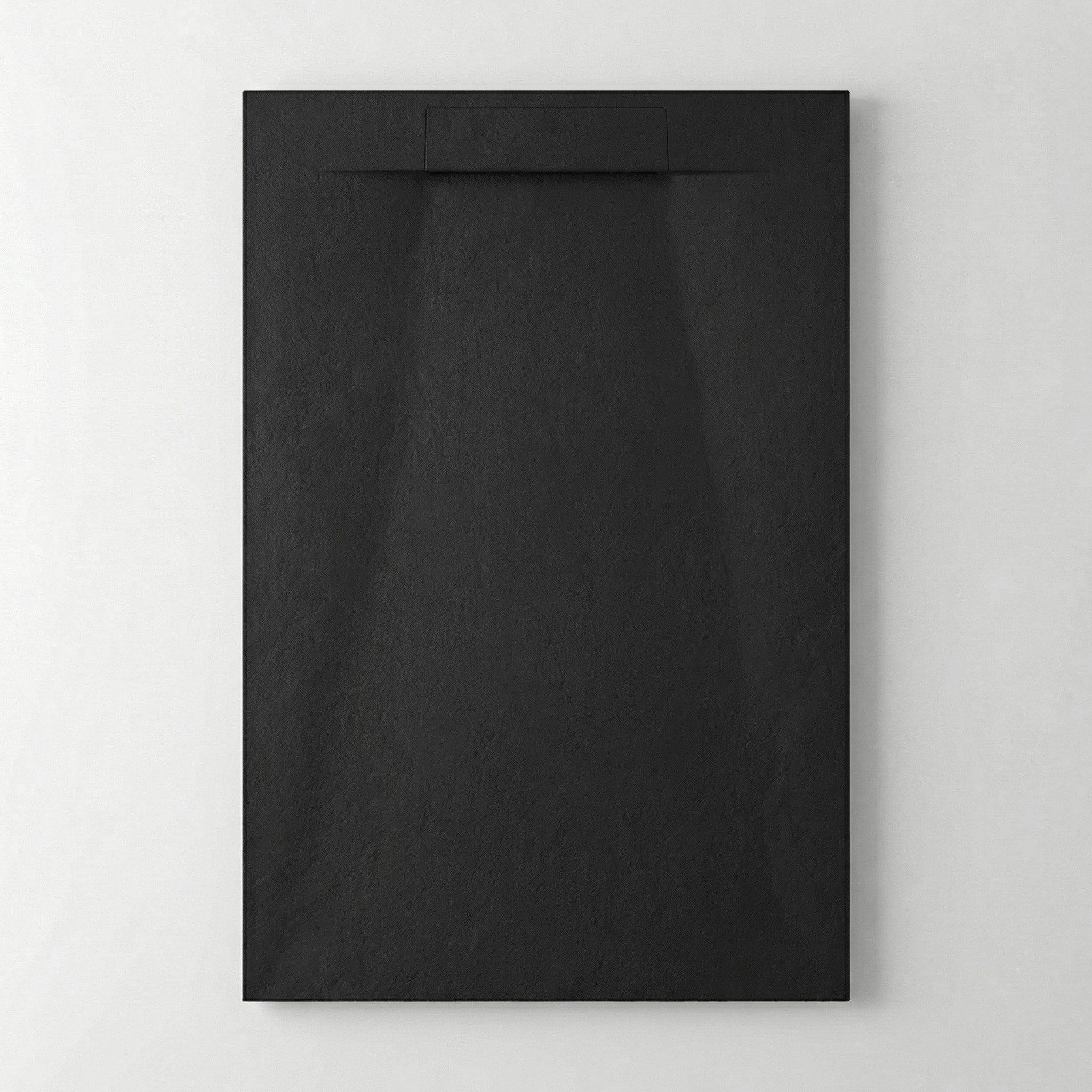 PixL 120x90 cm receveur de douche rectangulaire à poser en résine composite, surface effet pierre, noir (CERAPX12090B)