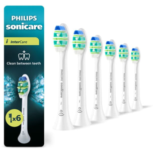 Brossette dentaire PHILIPS Sonicare lot de 6 InterCare blanc