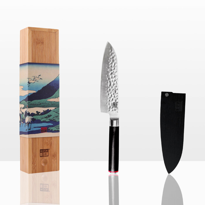 Couteau Santoku | Lame 180 mm | Acier Inoxydable | Lame Japonaise 440C