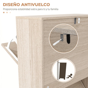 Zapatero Estrecho con 3 Puertas Abatibles, Zapatero Entrada Recibidor, Estantes Ajustables, para 12 Pares de Zapatos, para Pasillo, Espacios Reducidos, Gris