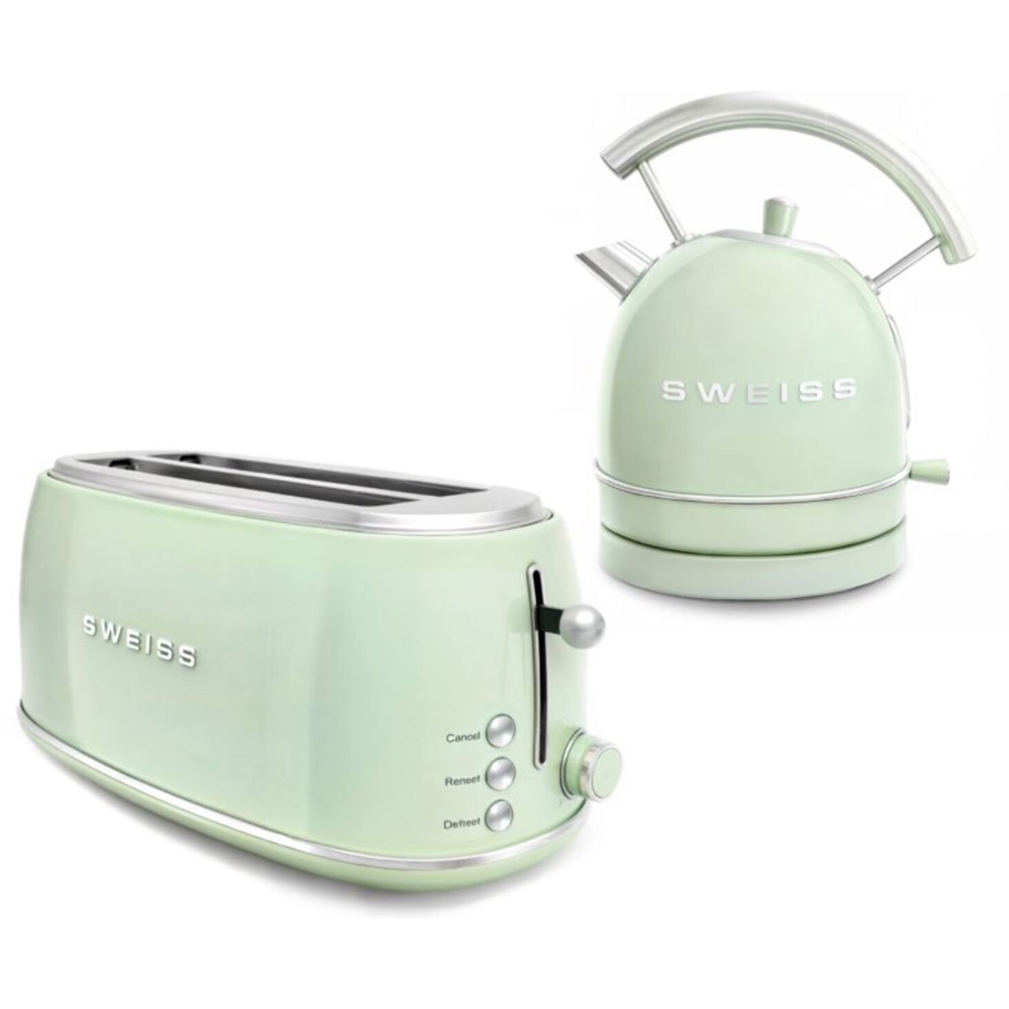 Grille-pain SWEISS + bouilloire vintage vert pack GRVKTL7