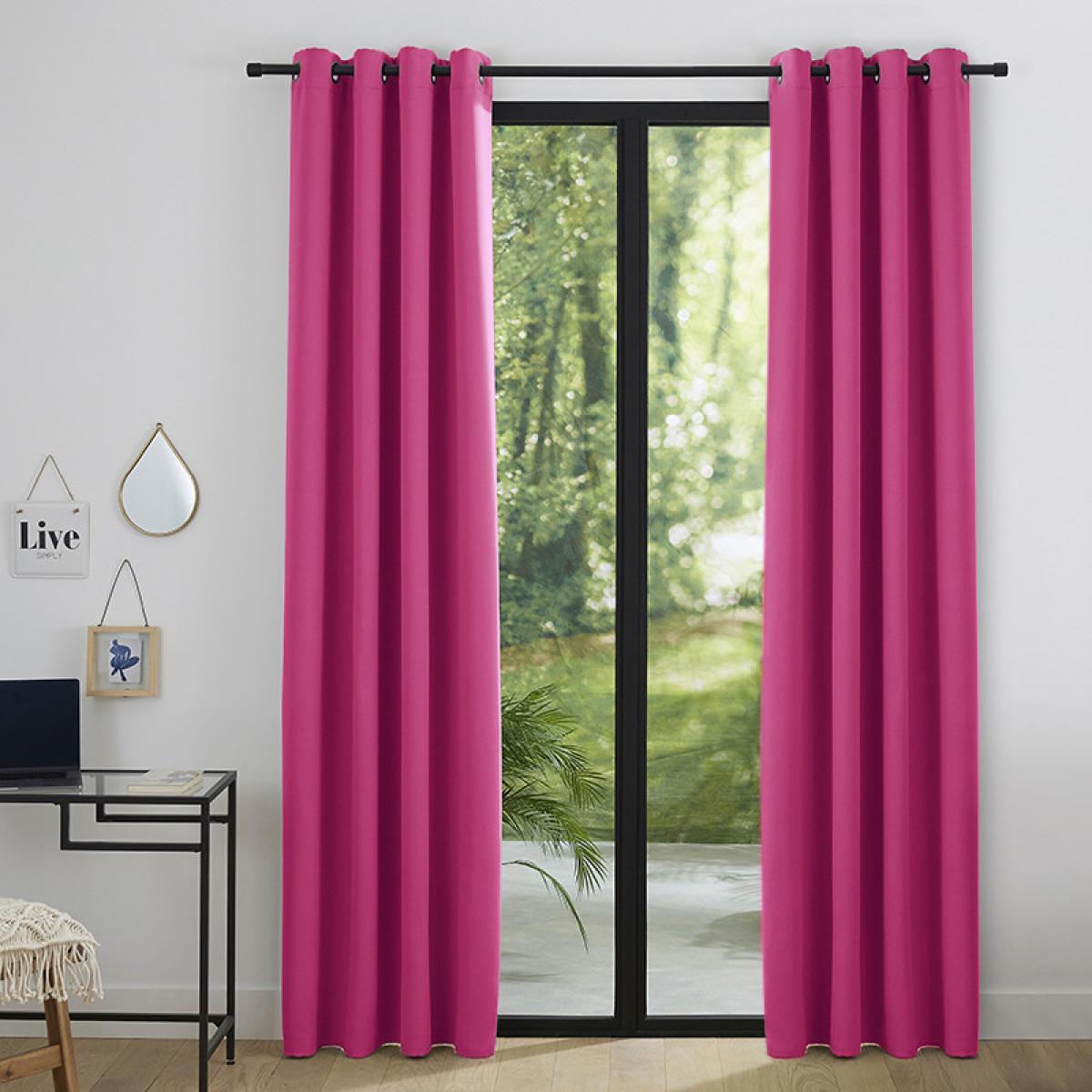 Lot de 2 rideaux occultant fushia 140 x 260 cm