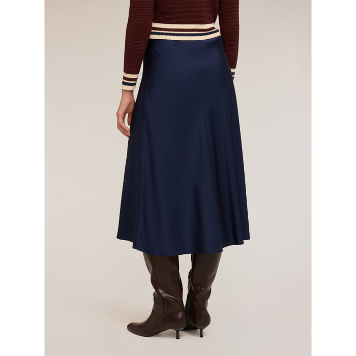 Motivi - Gonna midi in raso stretch - Blu