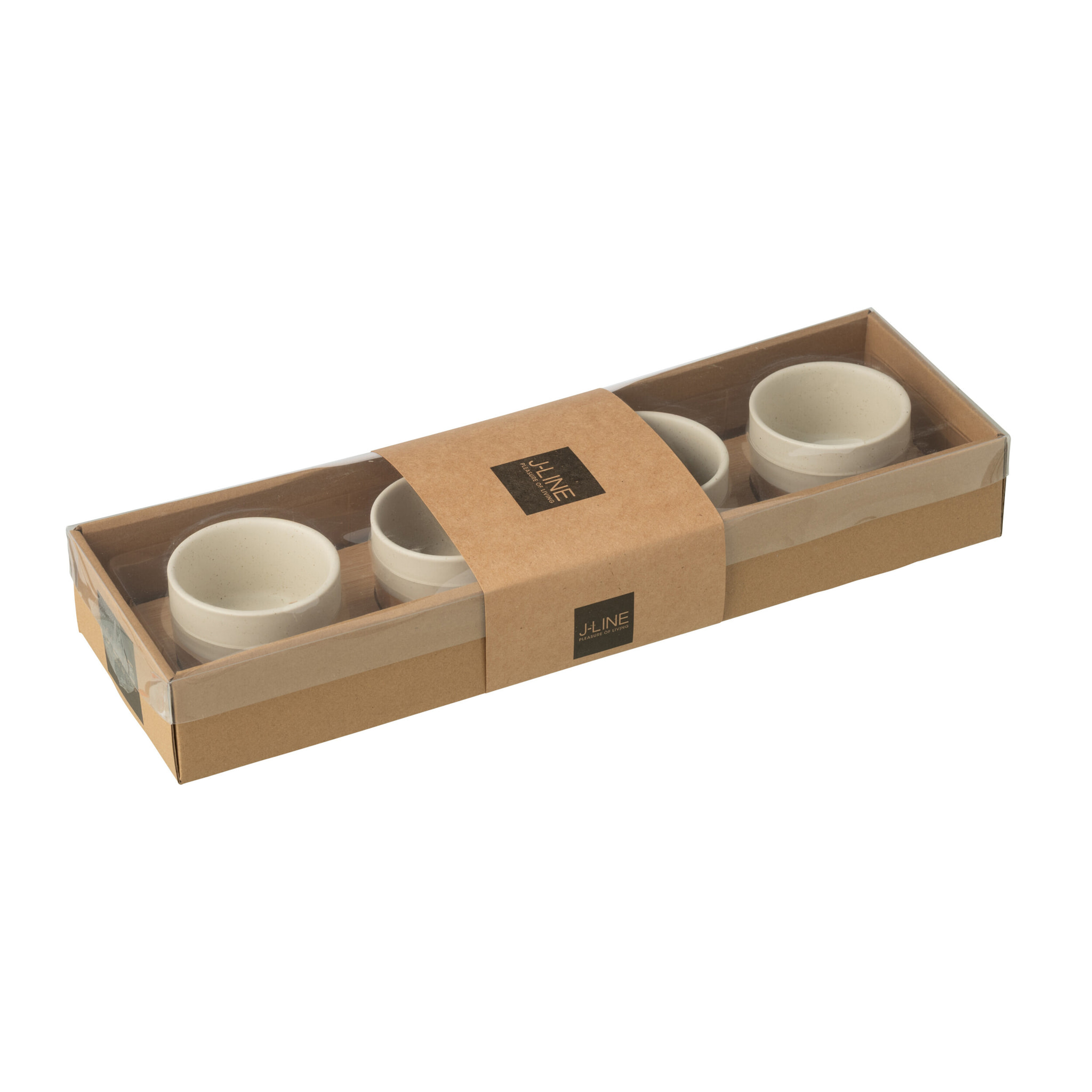 J-Line service A Tapas 4 Sets + Plateau - céramique/bois - blanc/naturel