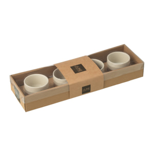 J-Line service A Tapas 4 Sets + Plateau - céramique/bois - blanc/naturel