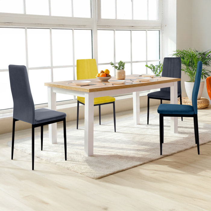 Chaises Jade en velours et pieds noirs - Mix color - Gris clair, gris foncé, jaune, bleu
