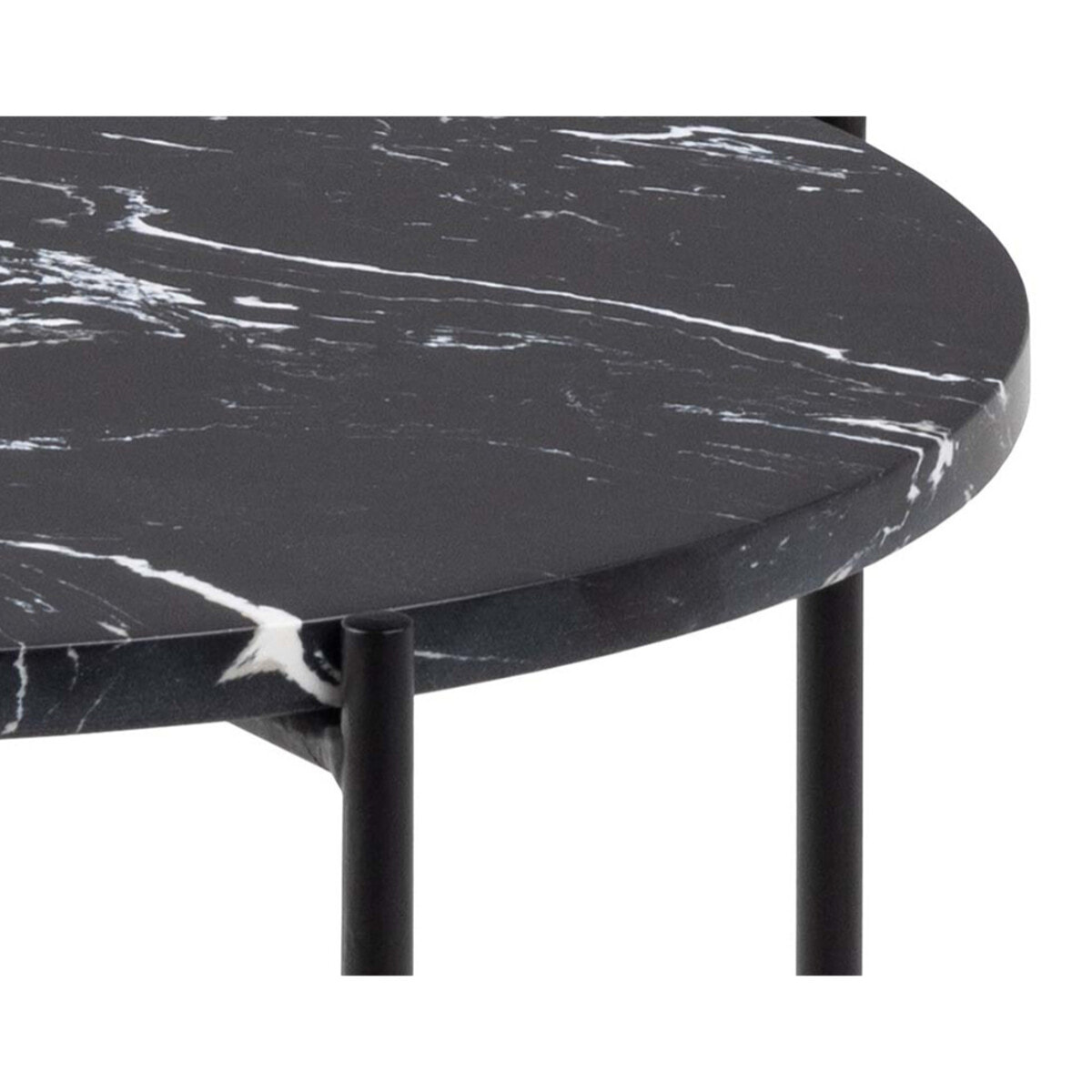 Ezaro - table basse - 52 cm - plateau en marbre - pieds en acier - Noir