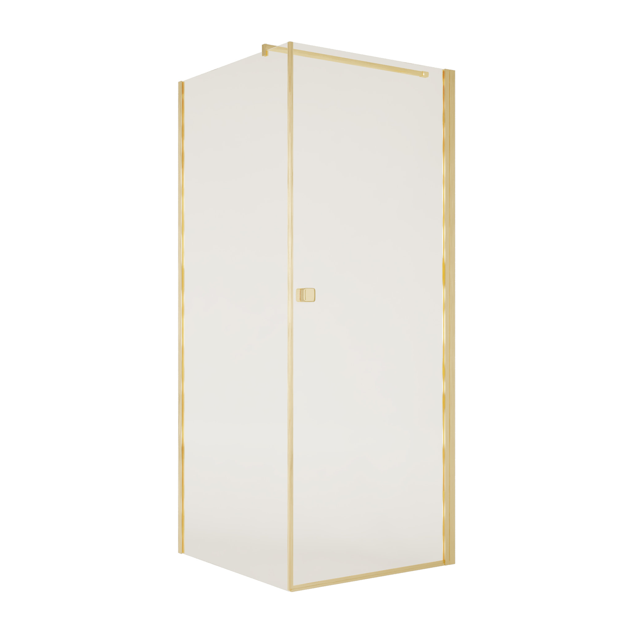 Porte de Douche Pivotante 70x195cm et Retour 90cm - Verre 8mm Anticalcaire - Profil Or Brosse