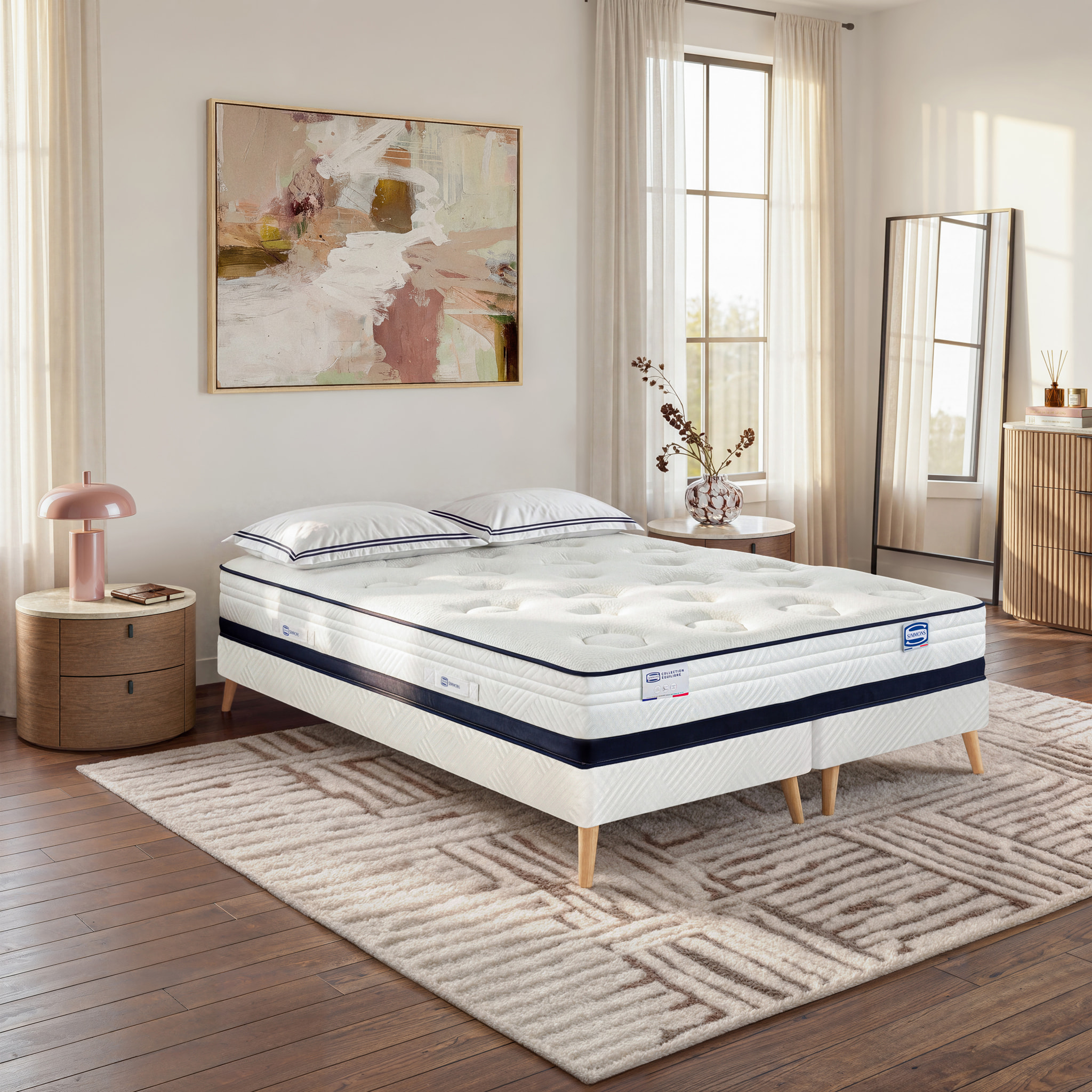Ensemble L'INEDIT, matelas Hybride , ferme, H27 + 2 sommiers