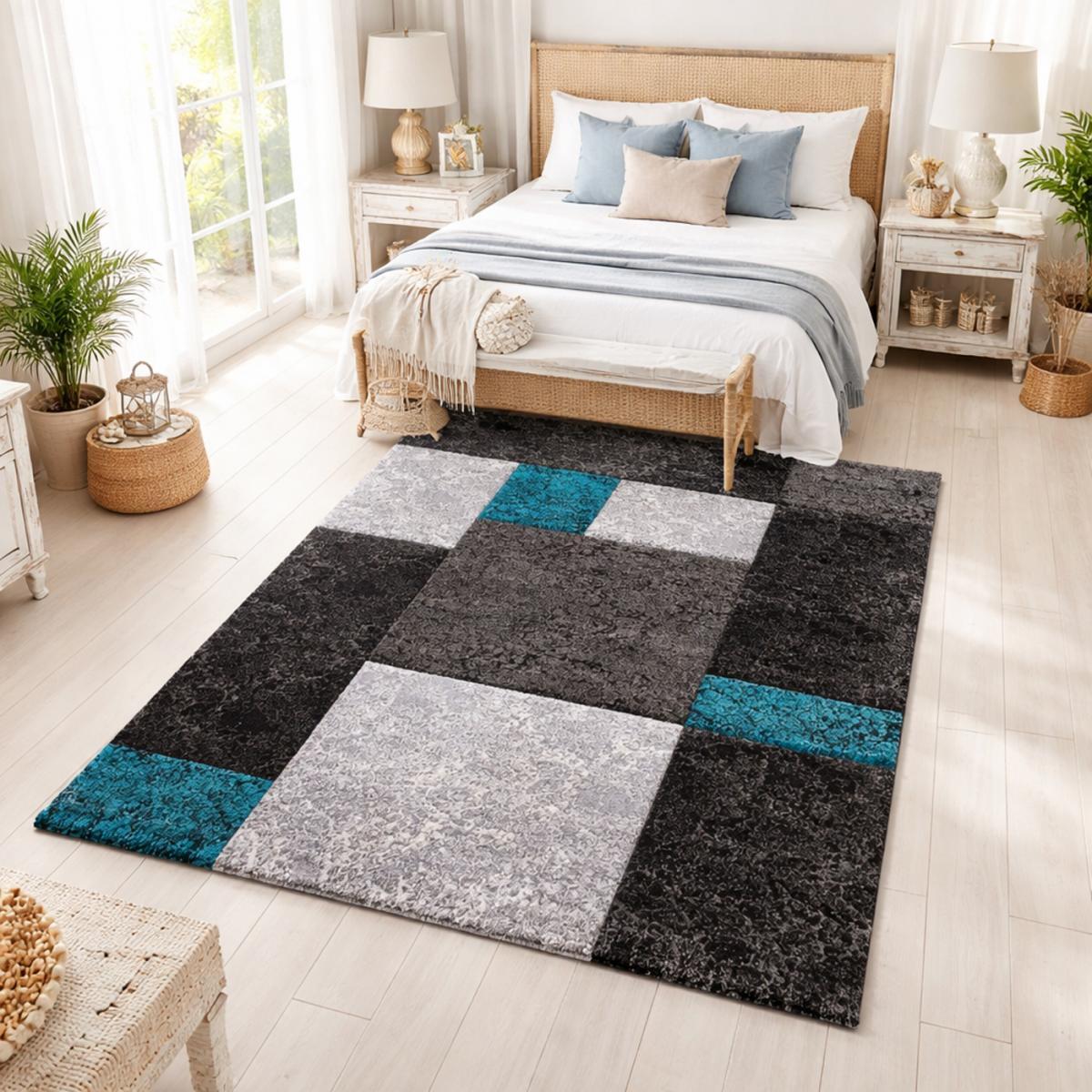 Tapis salon et chambre tissé motif géométrique MEHU