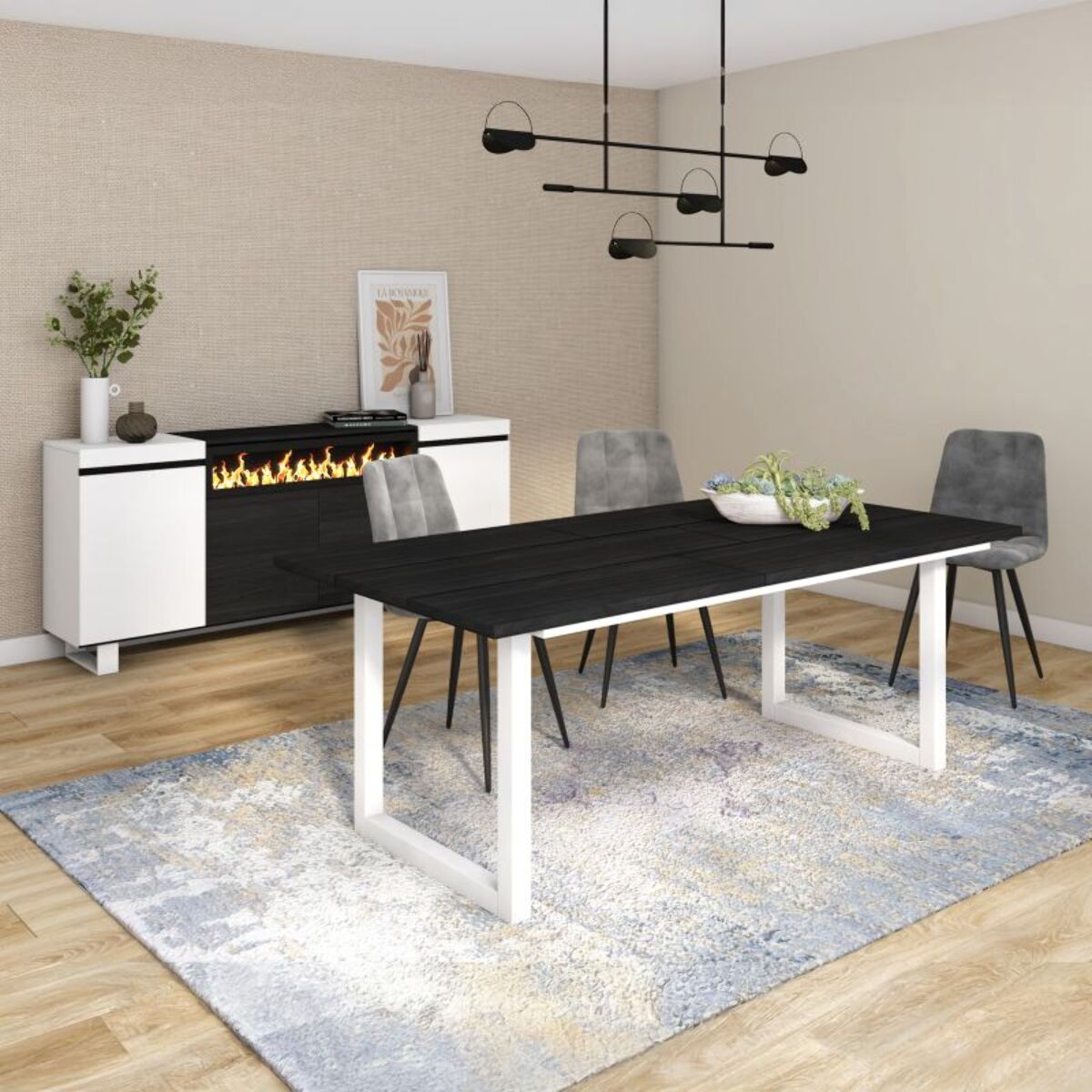 Mesa de comedor Altea 200 Negro Blanco