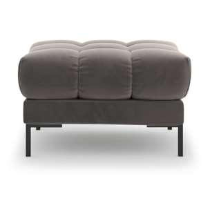 Pouf "Bali" en velours gris clair